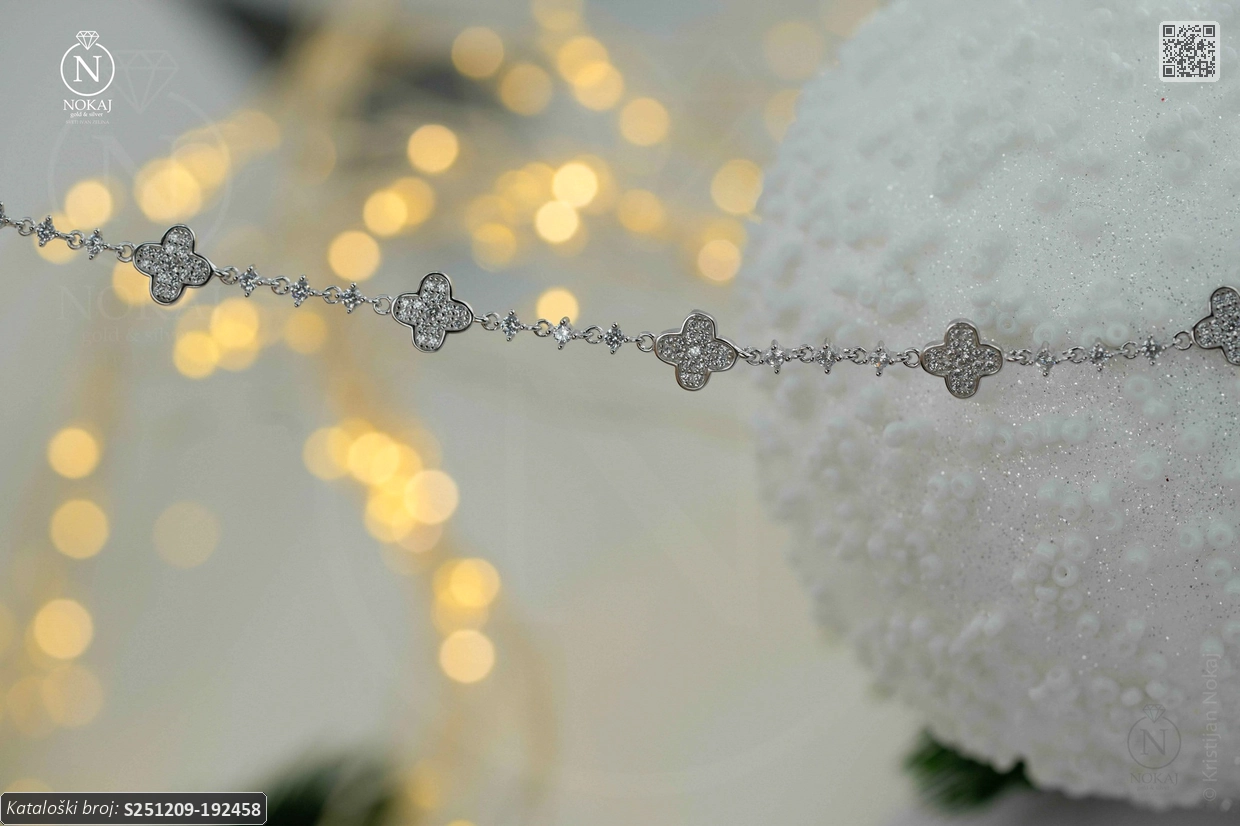 SREBRNA NARUKVICA S CIRKONIMA - DJETELINA (S251209-192458) - Slika 11