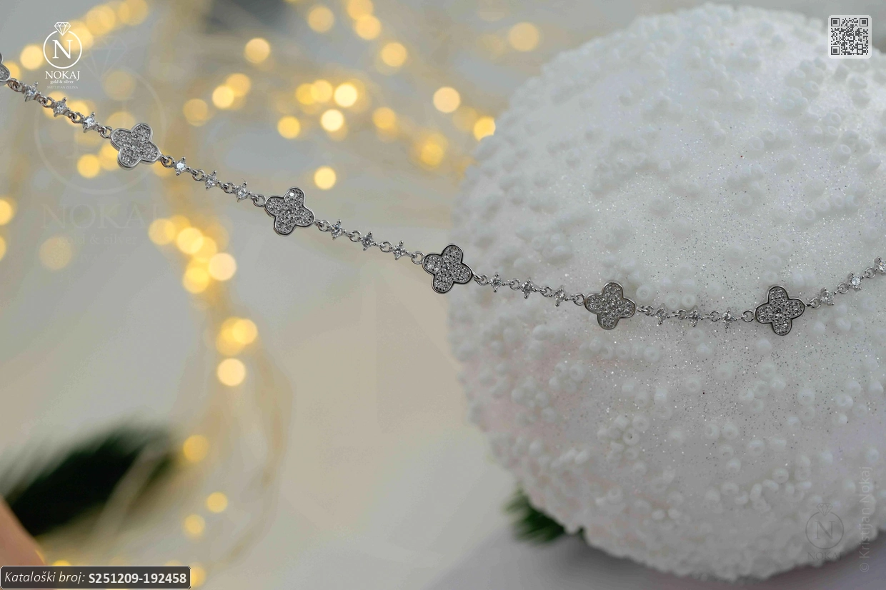 SREBRNA NARUKVICA S CIRKONIMA - DJETELINA (S251209-192458) - Slika 6