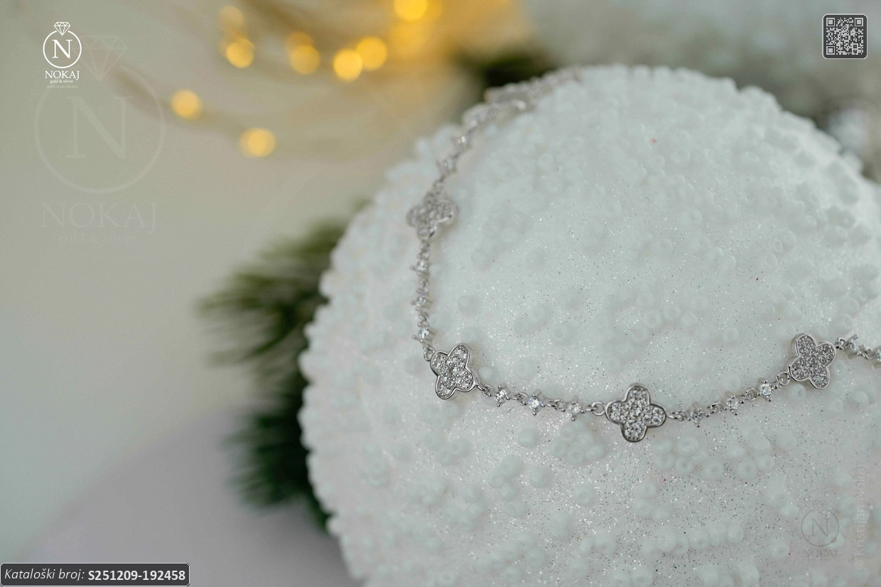SREBRNA NARUKVICA S CIRKONIMA - DJETELINA (S251209-192458) - Slika 9