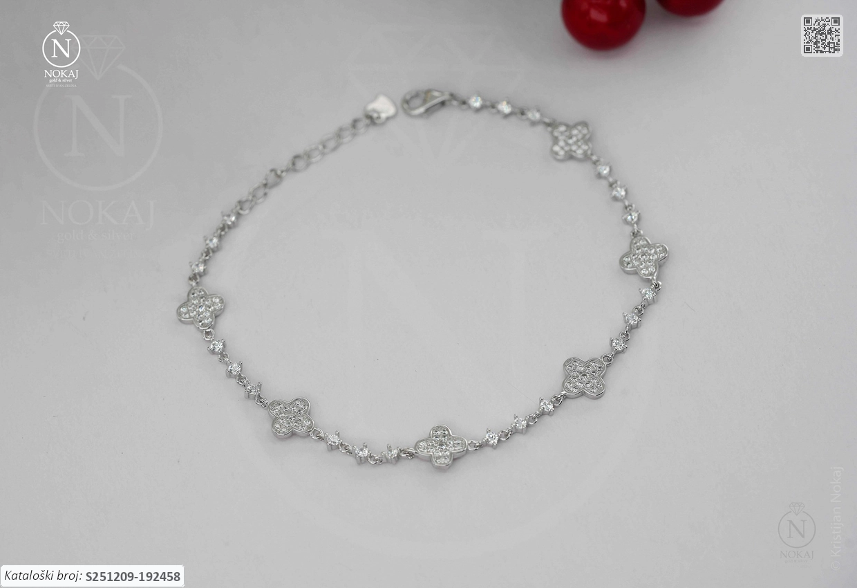 SREBRNA NARUKVICA S CIRKONIMA - DJETELINA (S251209-192458) - Slika 10