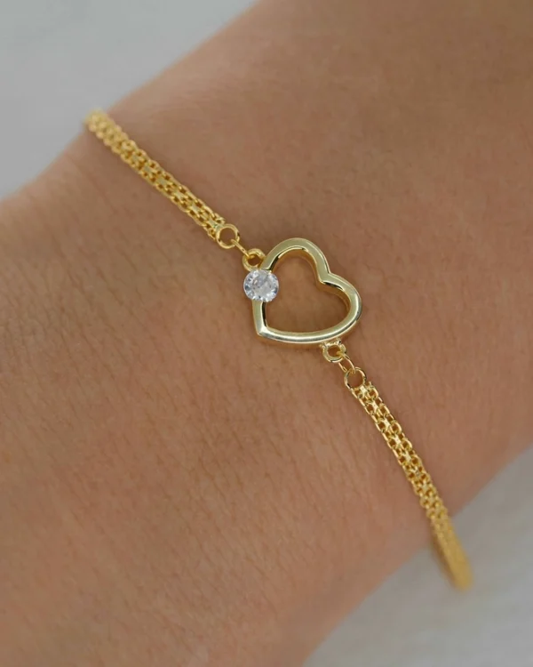 SREBRNA NARUKVICA S CIRKONOM - SRCE (S251210-113405)