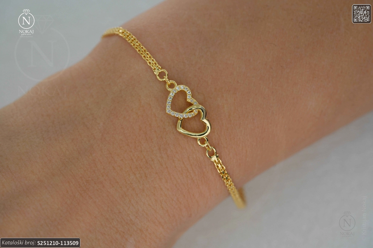 SREBRNA NARUKVICA S CIRKONIMA - SRCE (S251210-113509)