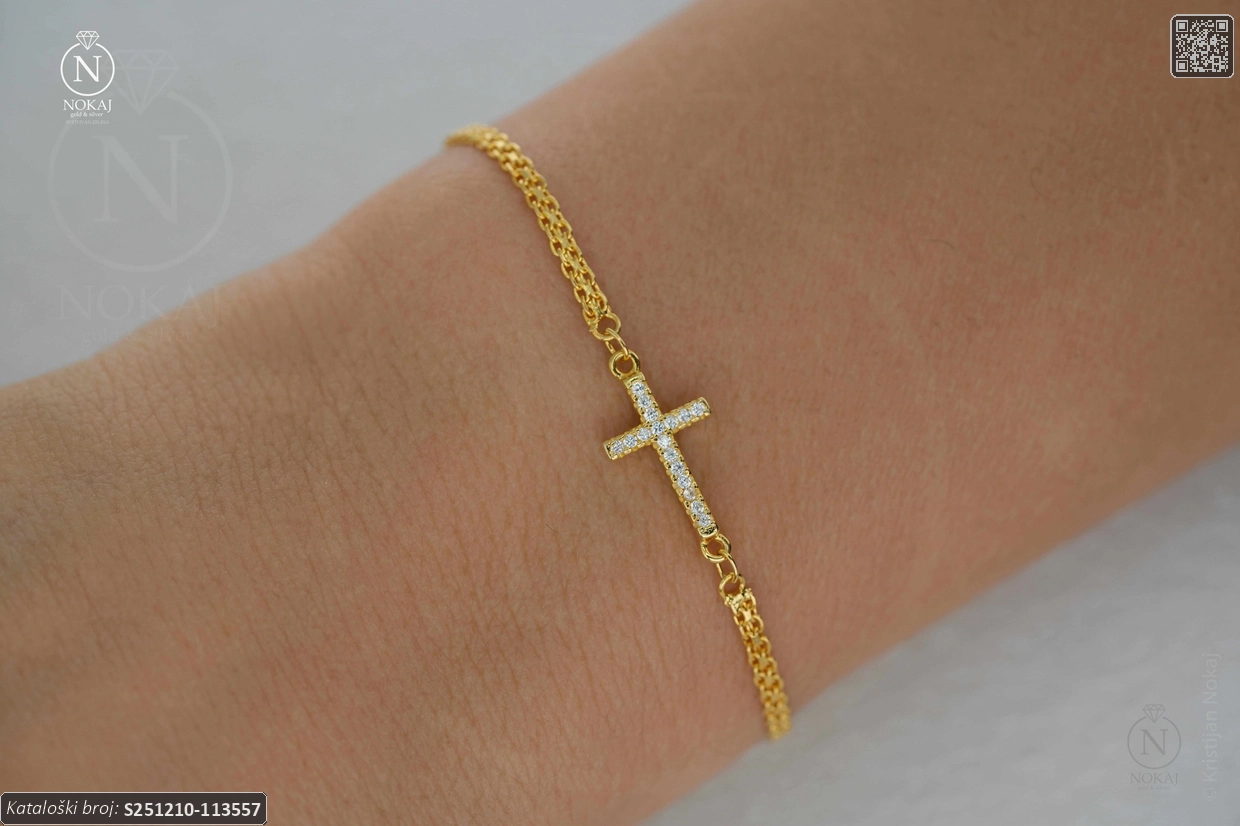 SREBRNA NARUKVICA S CIRKONIMA - KRIŽ (S251210-113557)