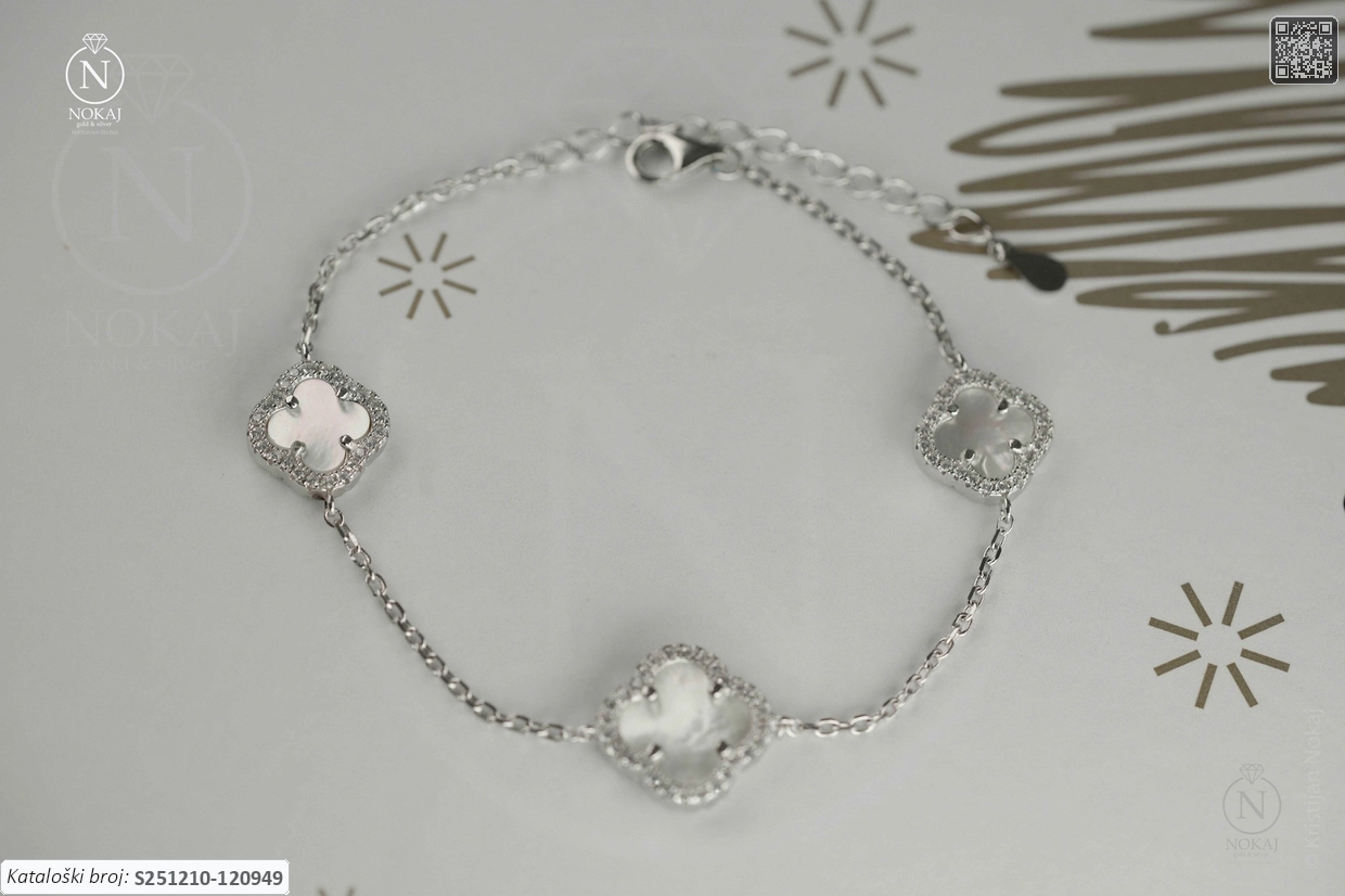 SREBRNA NARUKVICA S CIRKONIMA - DJETELINA (S251210-120949)