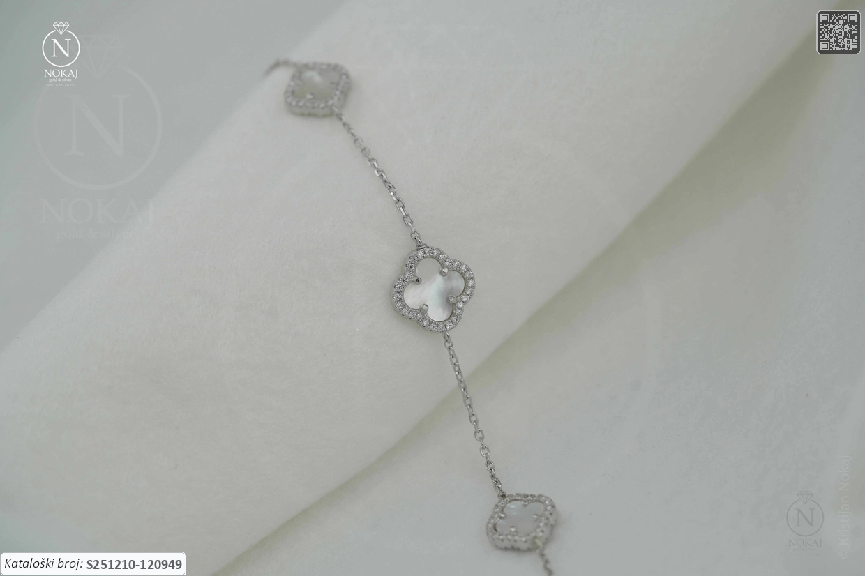 SREBRNA NARUKVICA S CIRKONIMA - DJETELINA (S251210-120949) - Slika 2