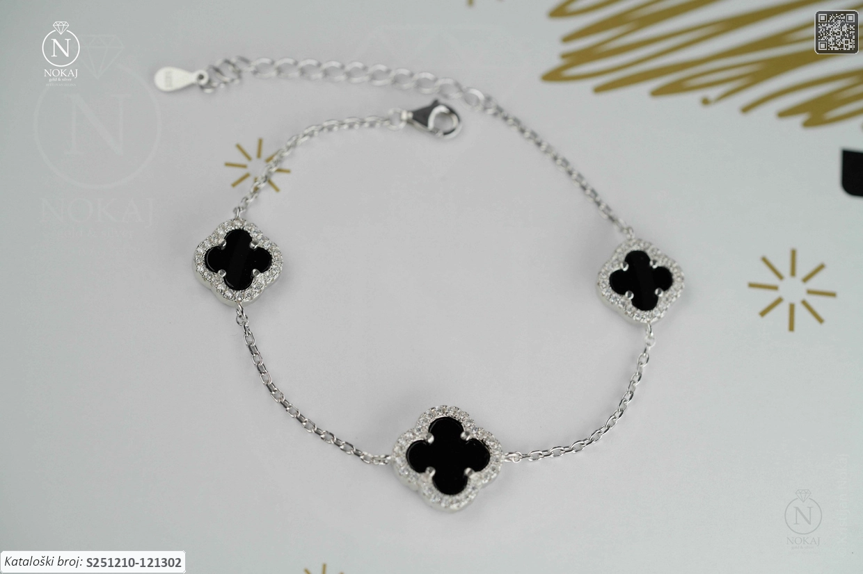 SREBRNA NARUKVICA S CIRKONIMA - DJETELINA (S251210-121302)