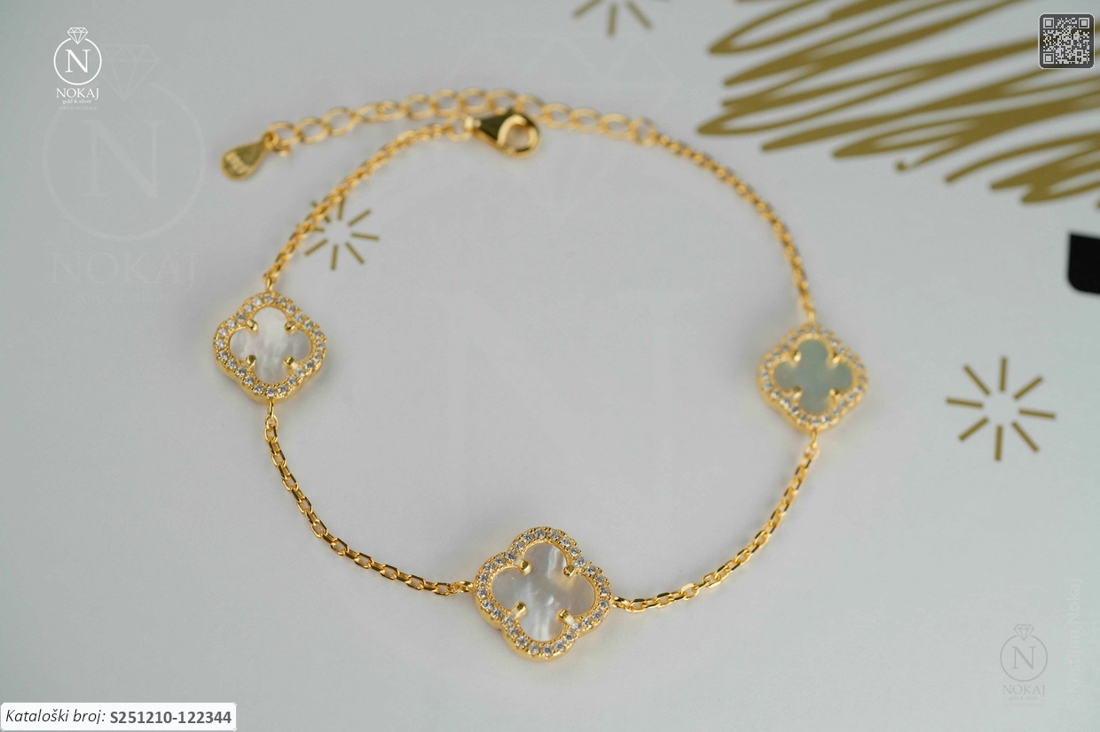 SREBRNA NARUKVICA S CIRKONIMA - DJETELINA (S251210-122344)