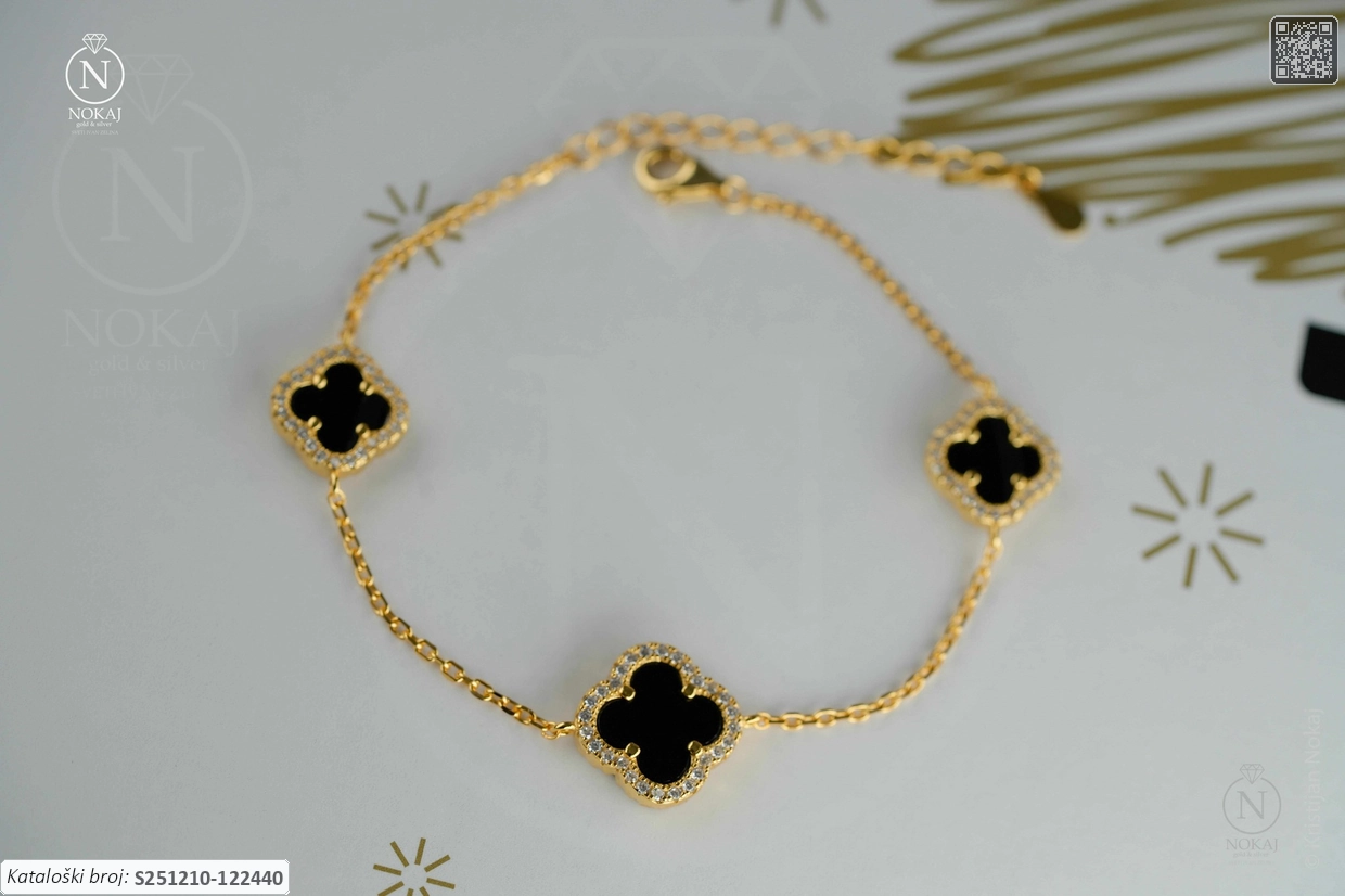 SREBRNA NARUKVICA S CIRKONIMA - DJETELINA (S251210-122440)