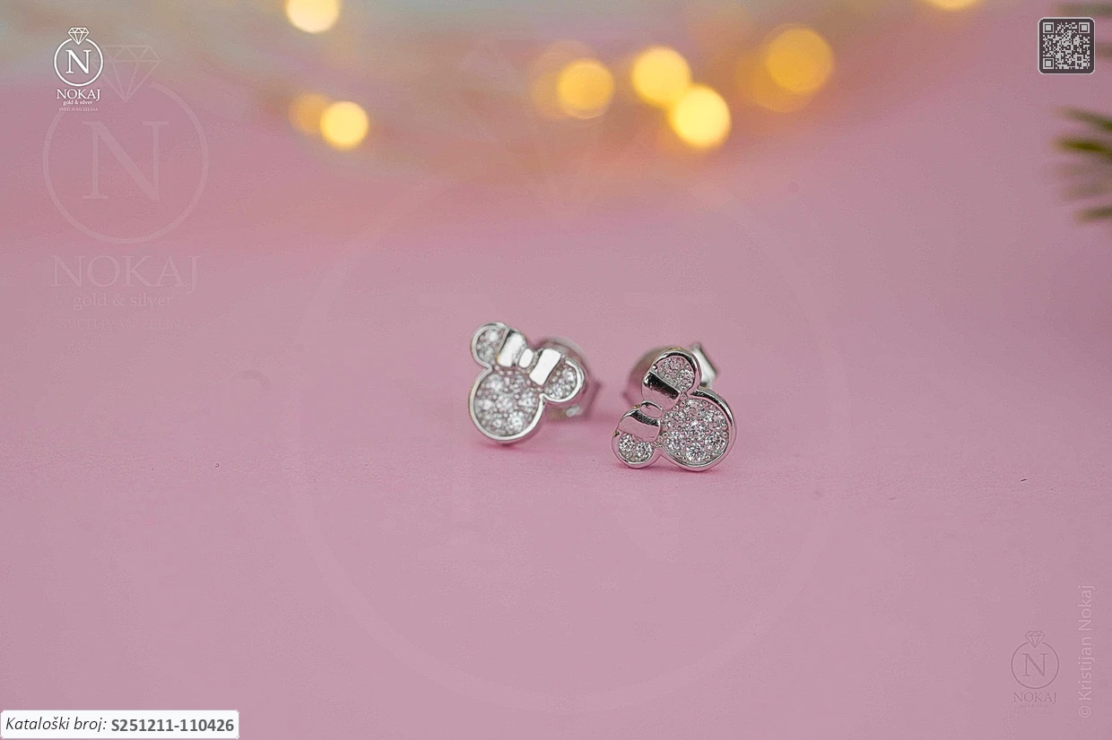 SREBRNE DJEČJE NAUŠNICE - STILIZIRANI MOTIV (S251211-110426)