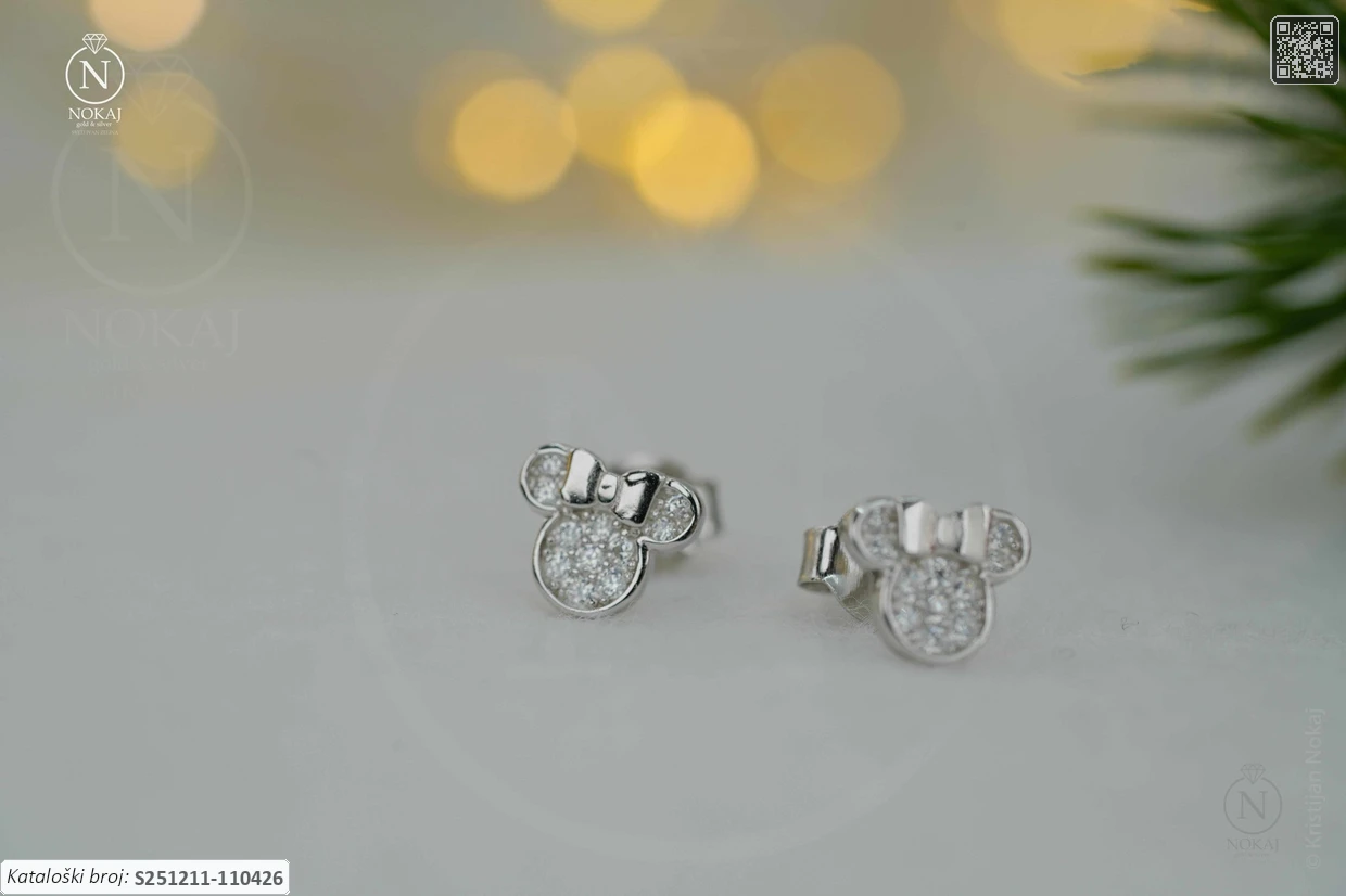 SREBRNE DJEČJE NAUŠNICE - STILIZIRANI MOTIV (S251211-110426) - Slika 3