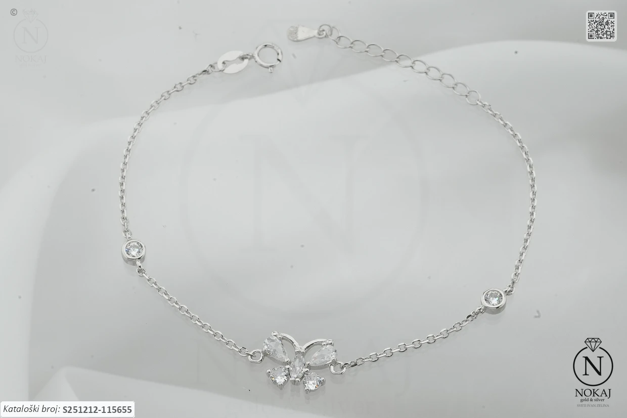 SREBRNA NARUKVICA S CIRKONIMA - LEPTIR (S251212-115655)