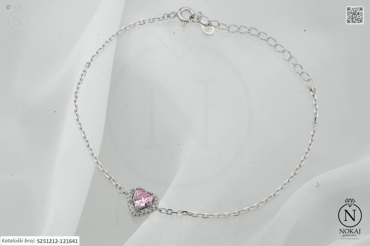 SREBRNA NARUKVICA S CIRKONIMA - SRCE (S251212-121641)