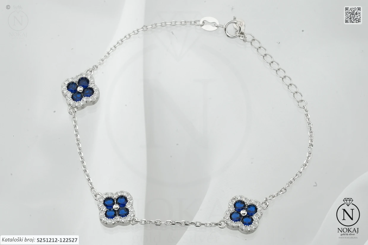 SREBRNA NARUKVICA S CIRKONIMA - DJETELINA (S251212-122527)