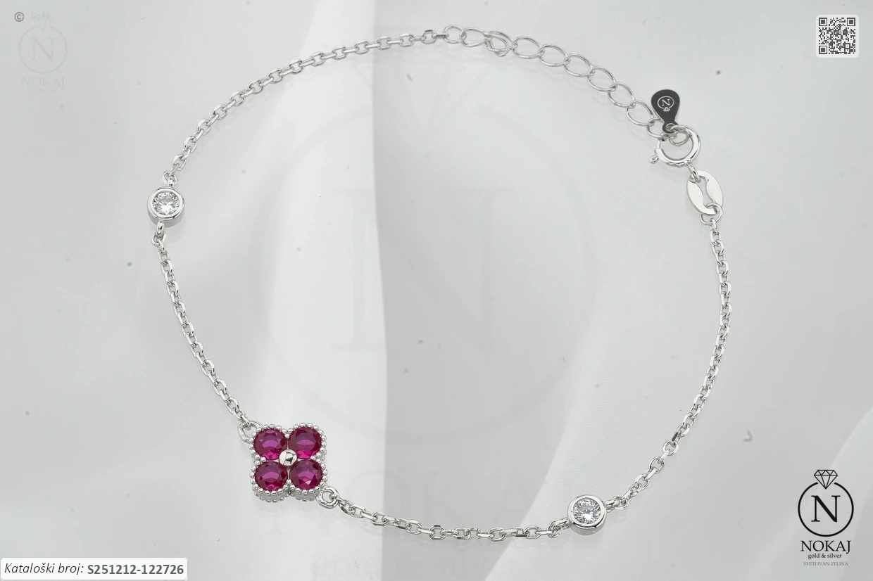 SREBRNA NARUKVICA S CIRKONIMA - DJETELINA (S251212-122726)