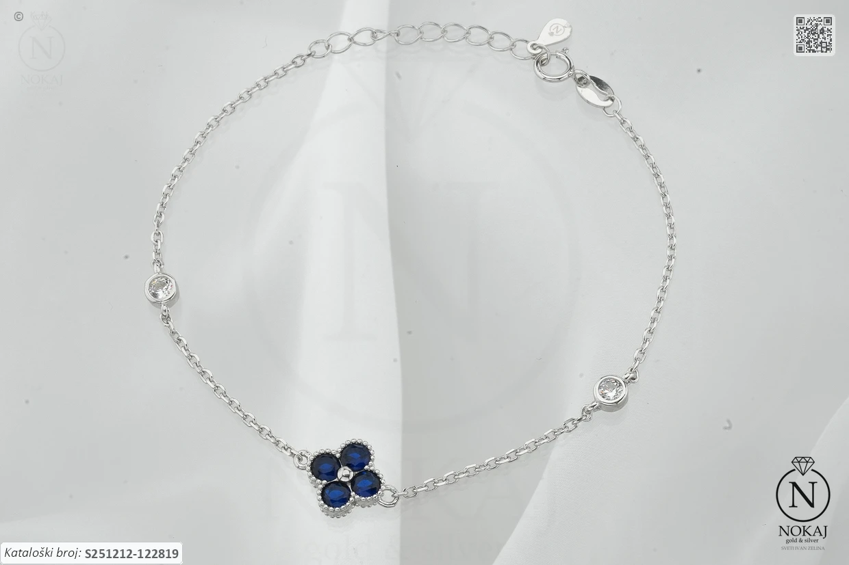 SREBRNA NARUKVICA S CIRKONIMA - DJETELINA (S251212-122819)