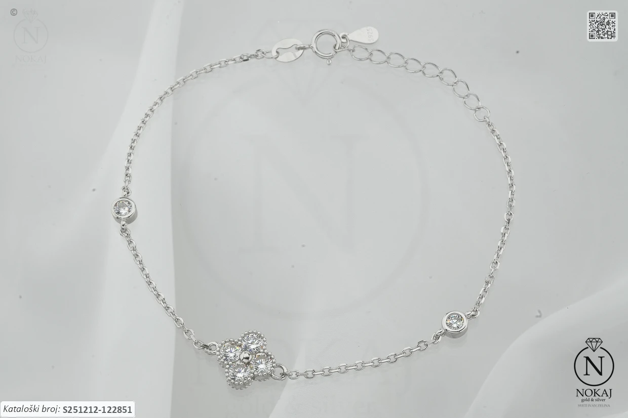 SREBRNA NARUKVICA S CIRKONIMA - DJETELINA (S251212-122851)