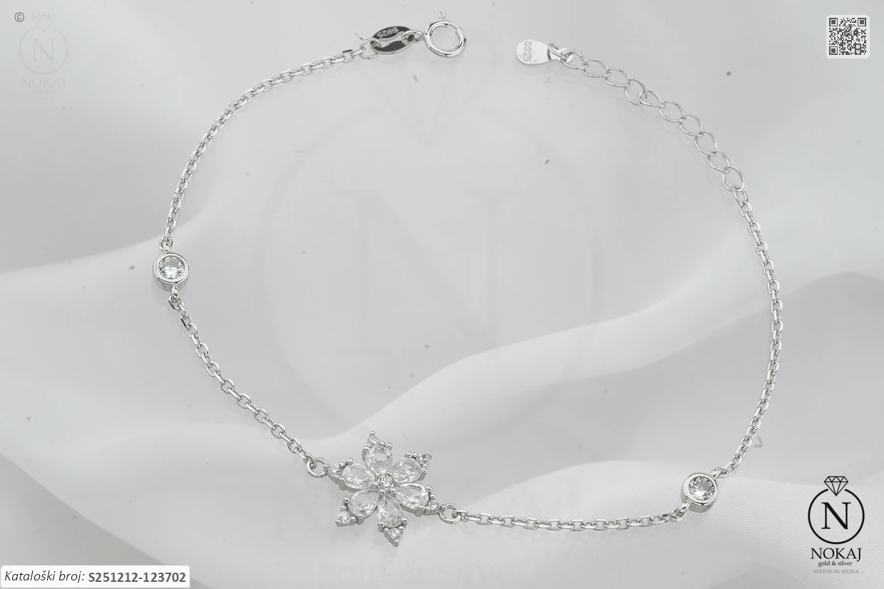 SREBRNA NARUKVICA S CIRKONIMA - CVIJET (S251212-123702)