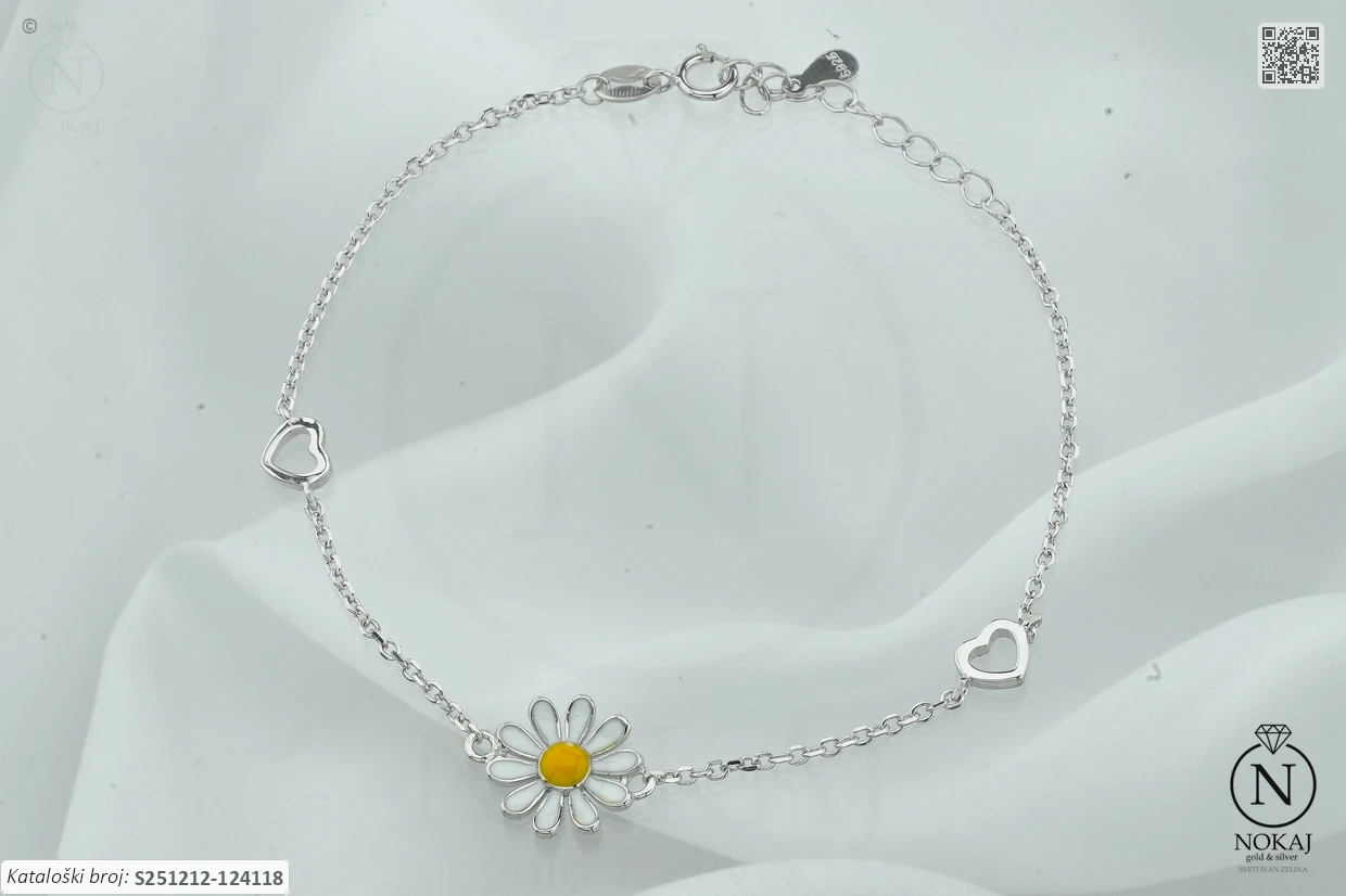 SREBRNA NARUKVICA S CIRKONIMA - CVIJET (S251212-124118)