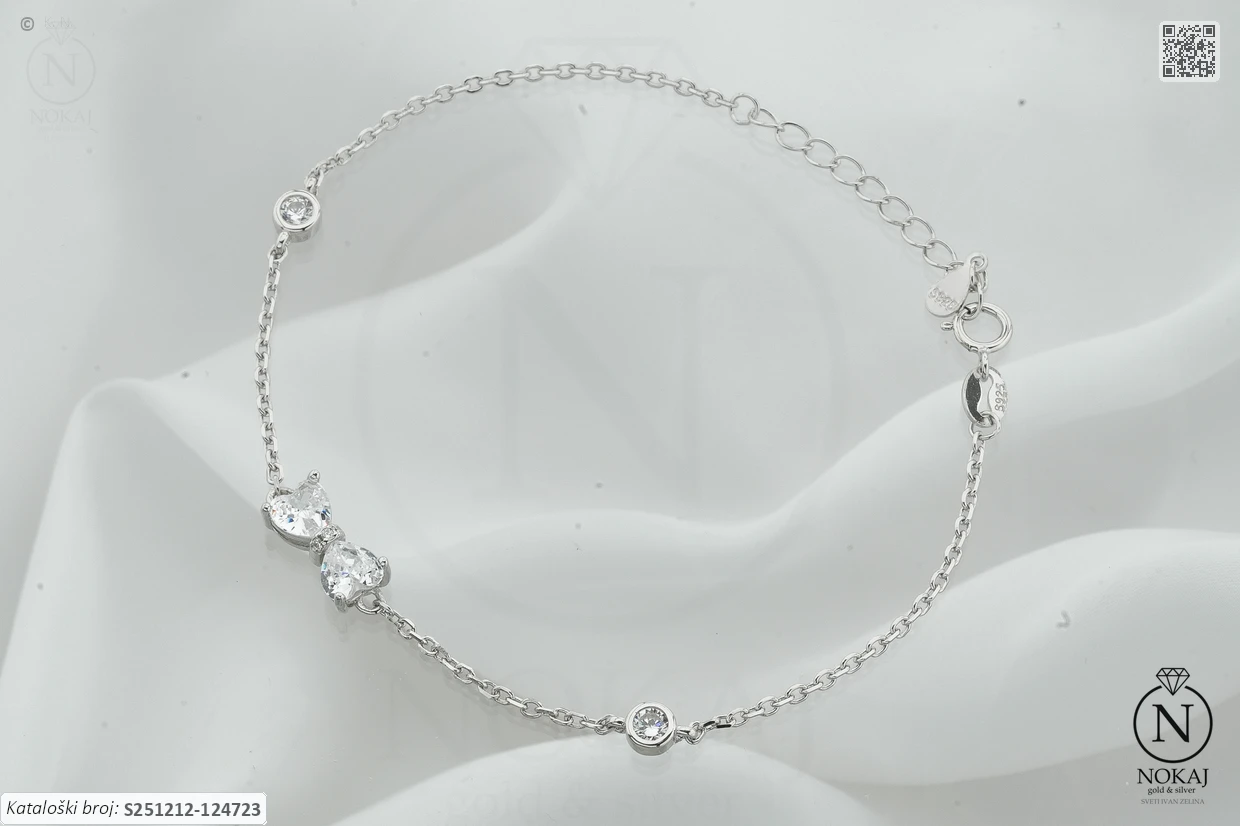 SREBRNA NARUKVICA S CIRKONIMA - SRCE (S251212-124723)