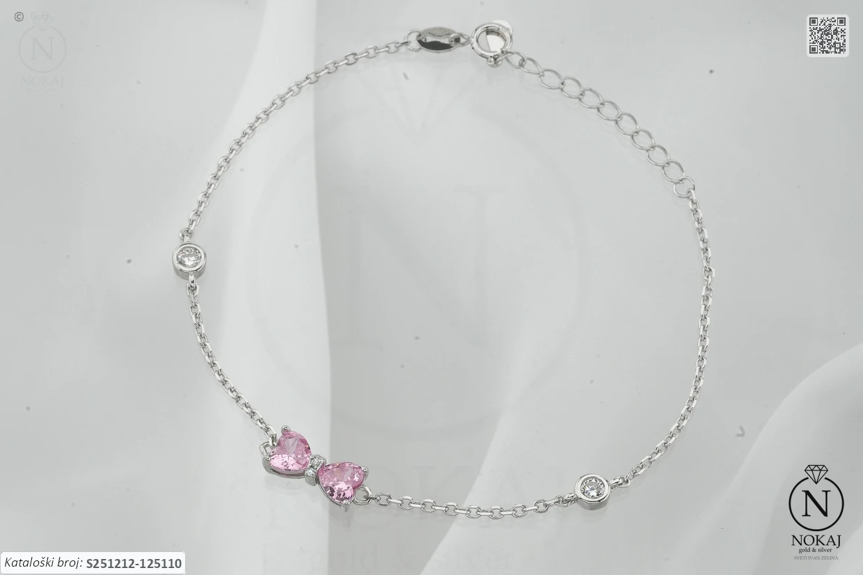 SREBRNA NARUKVICA S CIRKONIMA - SRCE (S251212-125110)