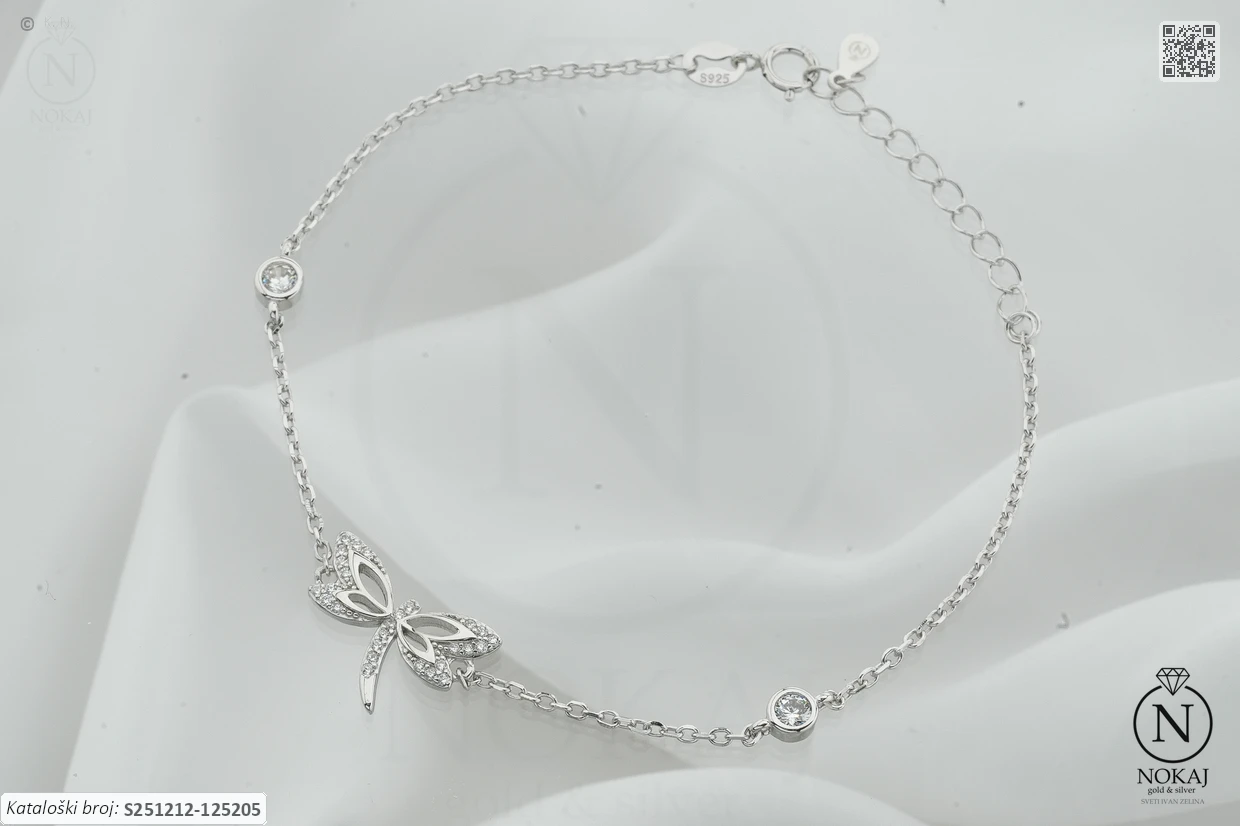 SREBRNA NARUKVICA S CIRKONIMA - LEPTIR (S251212-125205)