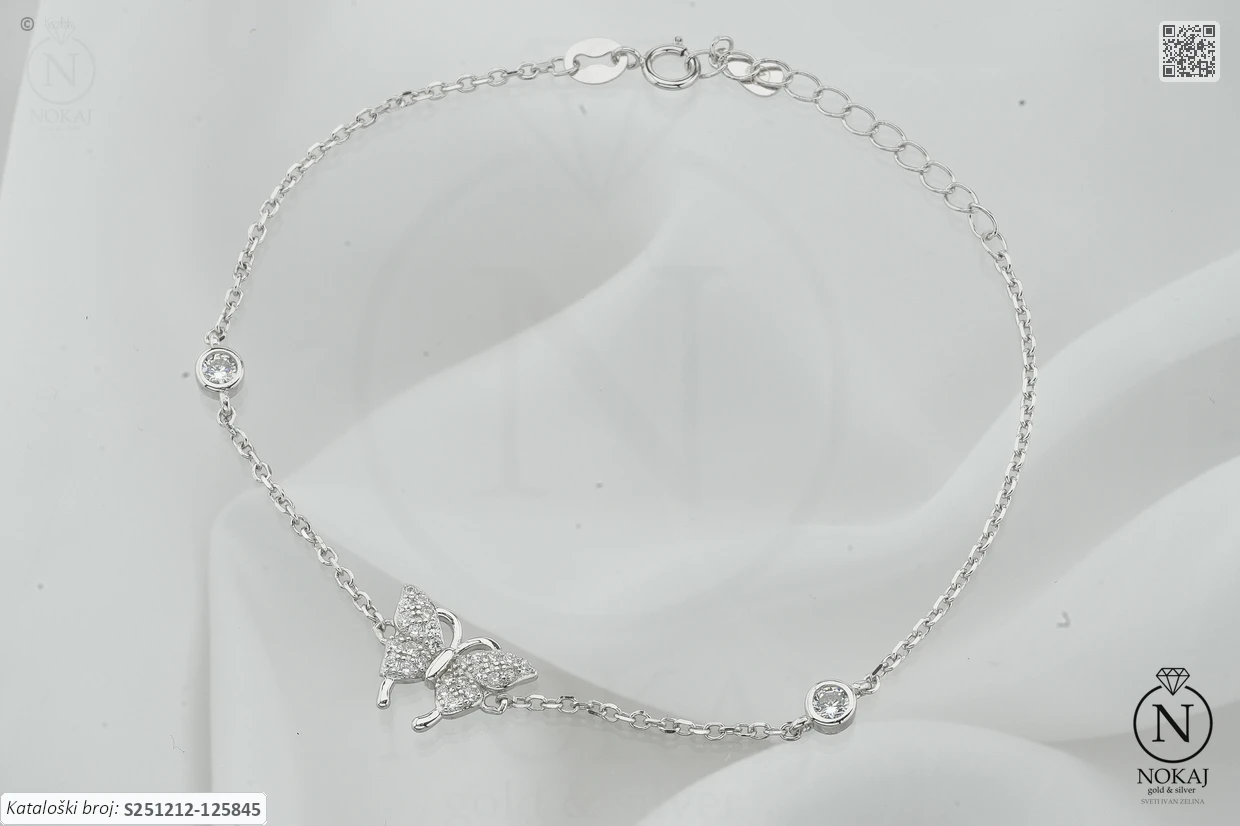 SREBRNA NARUKVICA S CIRKONIMA - LEPTIR (S251212-125845)