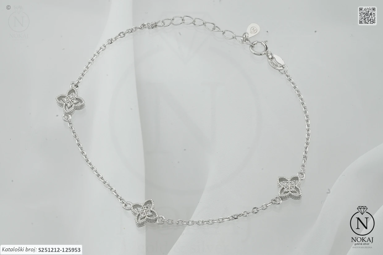 SREBRNA NARUKVICA S CIRKONIMA - DJETELINA (S251212-125953)