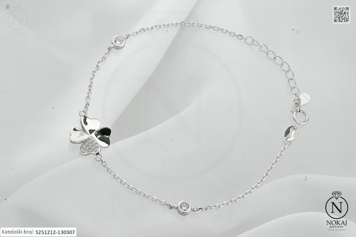 SREBRNA NARUKVICA S CIRKONIMA - DJETELINA (S251212-130307)