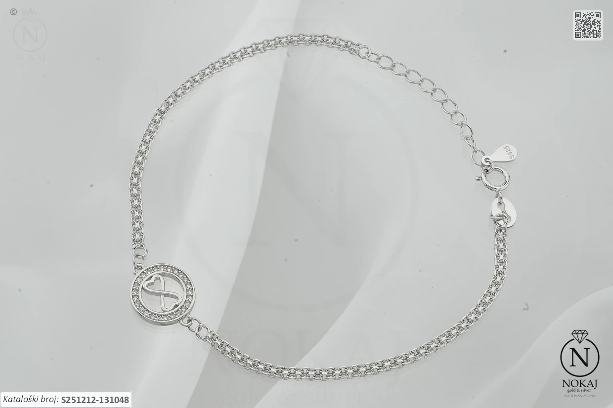 SREBRNA NARUKVICA S CIRKONIMA - DJETELINA (S251212-131048)