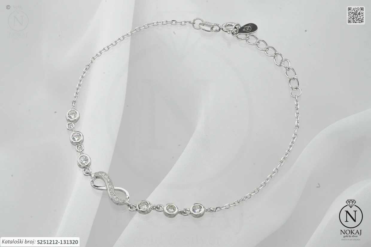 SREBRNA NARUKVICA S CIRKONIMA - BESKONAČNOST (S251212-131320)