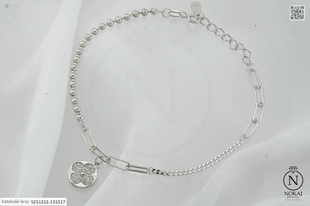 SREBRNA NARUKVICA S CIRKONIMA - DJETELINA (S251212-131517)