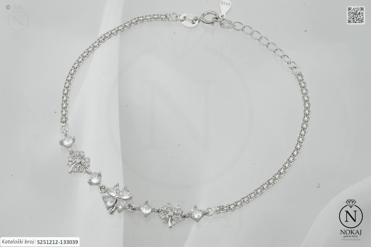 SREBRNA NARUKVICA S CIRKONIMA - DJETELINA (S251212-133039)