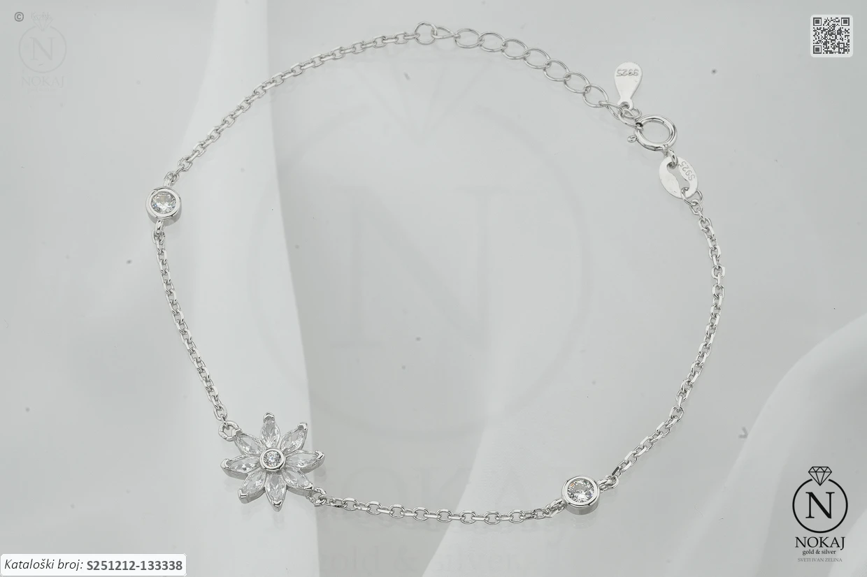 SREBRNA NARUKVICA S CIRKONIMA - CVIJET (S251212-133338)