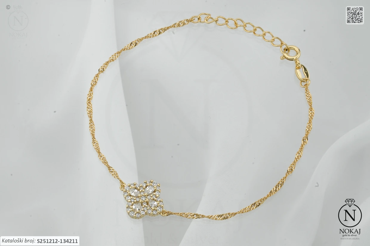 SREBRNA NARUKVICA S CIRKONIMA - DJETELINA (S251212-134211)