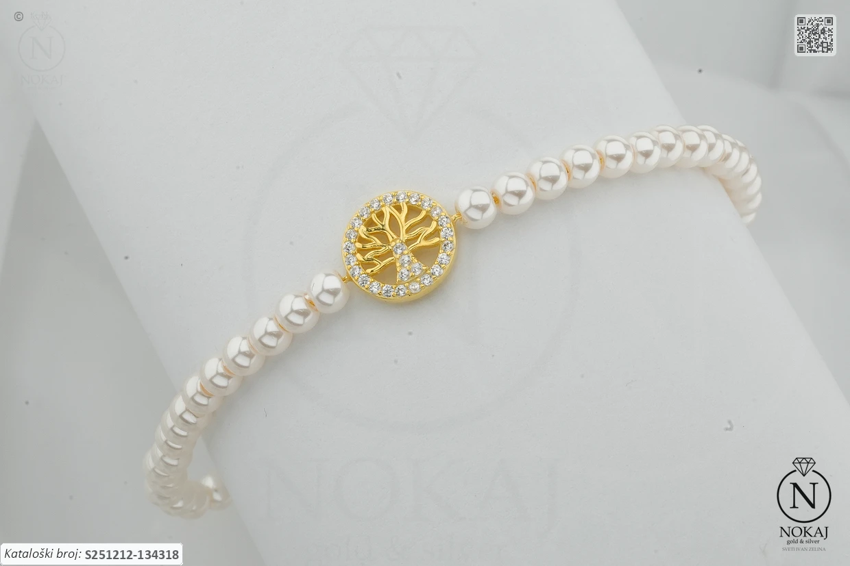 SREBRNA NARUKVICA S BISEROM - STABLO ŽIVOTA (S251212-134318)