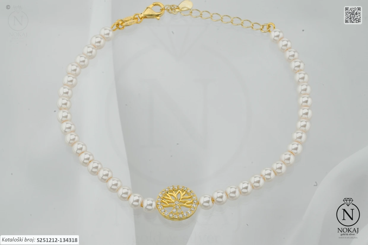 SREBRNA NARUKVICA S BISEROM - STABLO ŽIVOTA (S251212-134318) - Slika 2