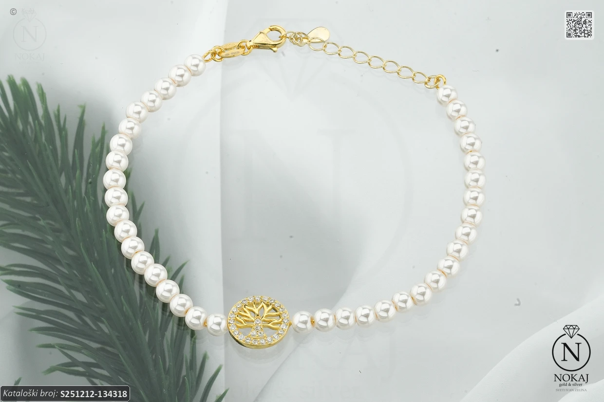 SREBRNA NARUKVICA S BISEROM - STABLO ŽIVOTA (S251212-134318) - Slika 3