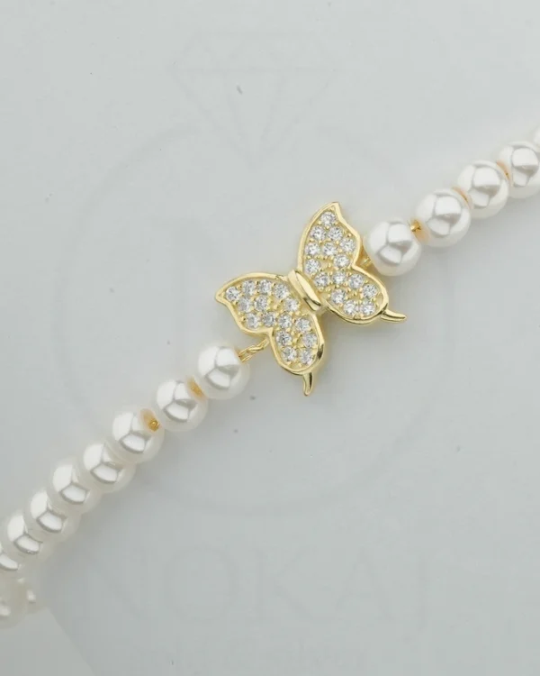 SREBRNA NARUKVICA S BISEROM - LEPTIR (S251212-134619)