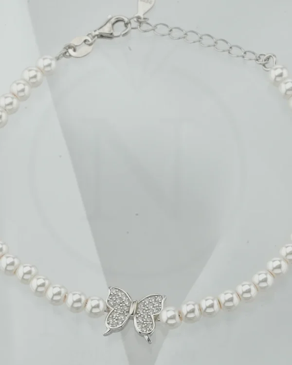 SREBRNA NARUKVICA S BISEROM - LEPTIR (S251212-134723)
