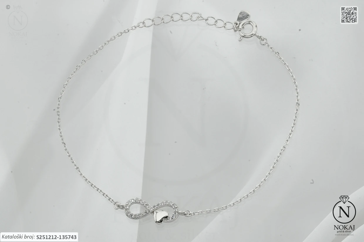 SREBRNA NARUKVICA S CIRKONIMA - BESKONAČNOST (S251212-135743)