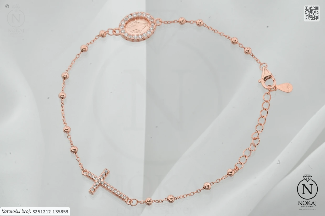 SREBRNA NARUKVICA S CIRKONIMA - KRIŽ (S251212-135853)