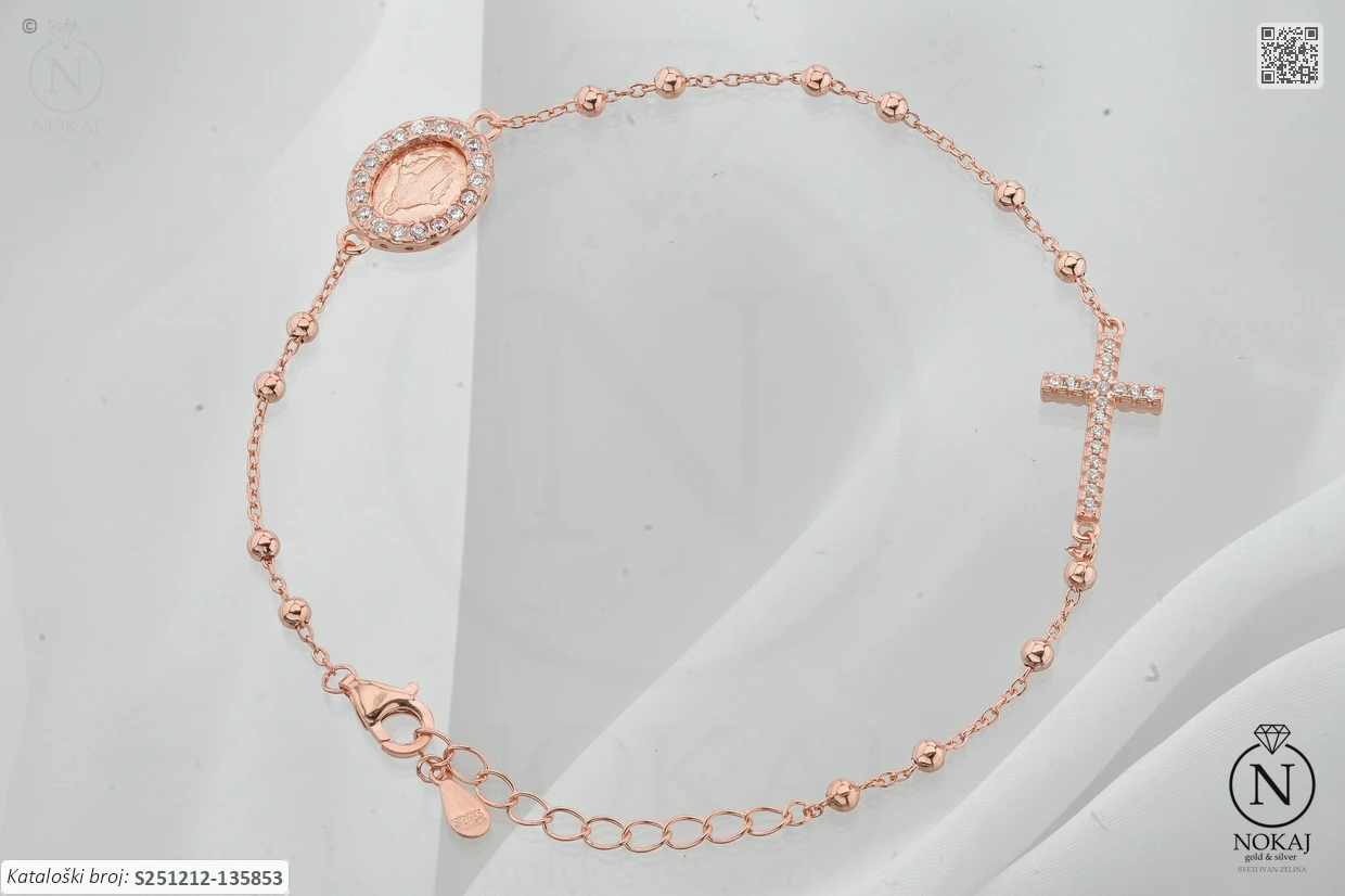 SREBRNA NARUKVICA S CIRKONIMA - KRIŽ (S251212-135853) - Slika 2