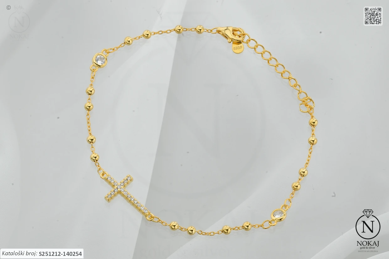 SREBRNA NARUKVICA S CIRKONIMA - KRIŽ (S251212-140254)