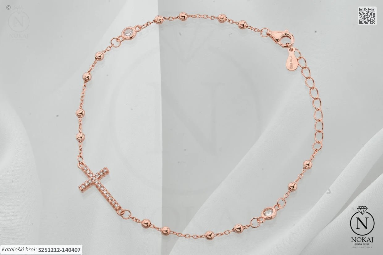 SREBRNA NARUKVICA S CIRKONIMA - KRIŽ (S251212-140407)