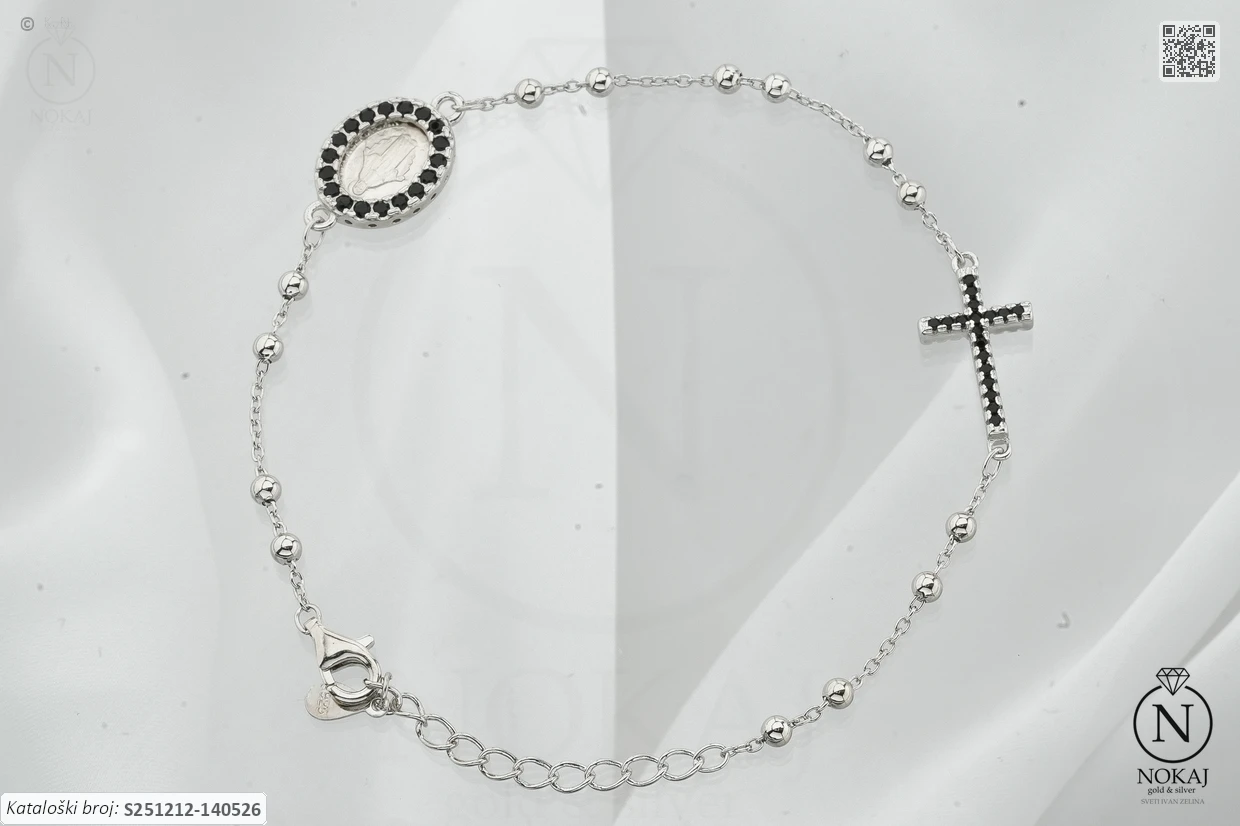 SREBRNA NARUKVICA S CIRKONOM - KRIŽ (S251212-140526)