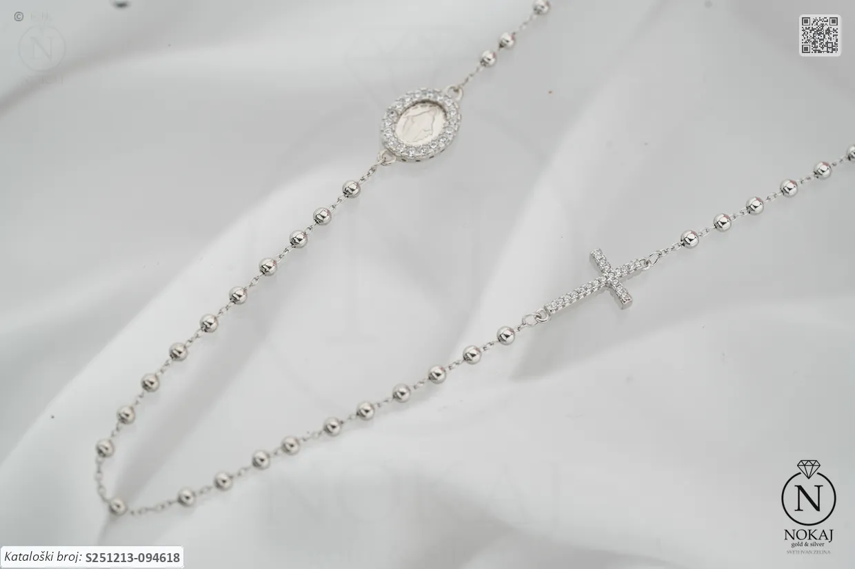 SREBRNA OGRLICA S CIRKONIMA - KRIŽ (S251213-094618) - Slika 2