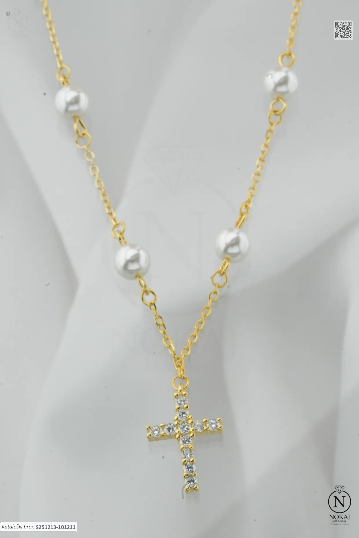 SREBRNA OGRLICA S BISERIMA - KRIŽ (S251213-101211)