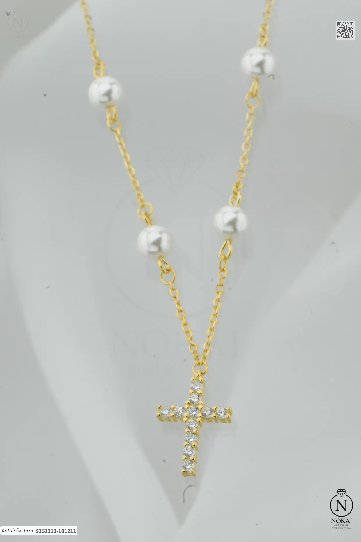 SREBRNA OGRLICA S BISERIMA - KRIŽ (S251213-101211) - Slika 2