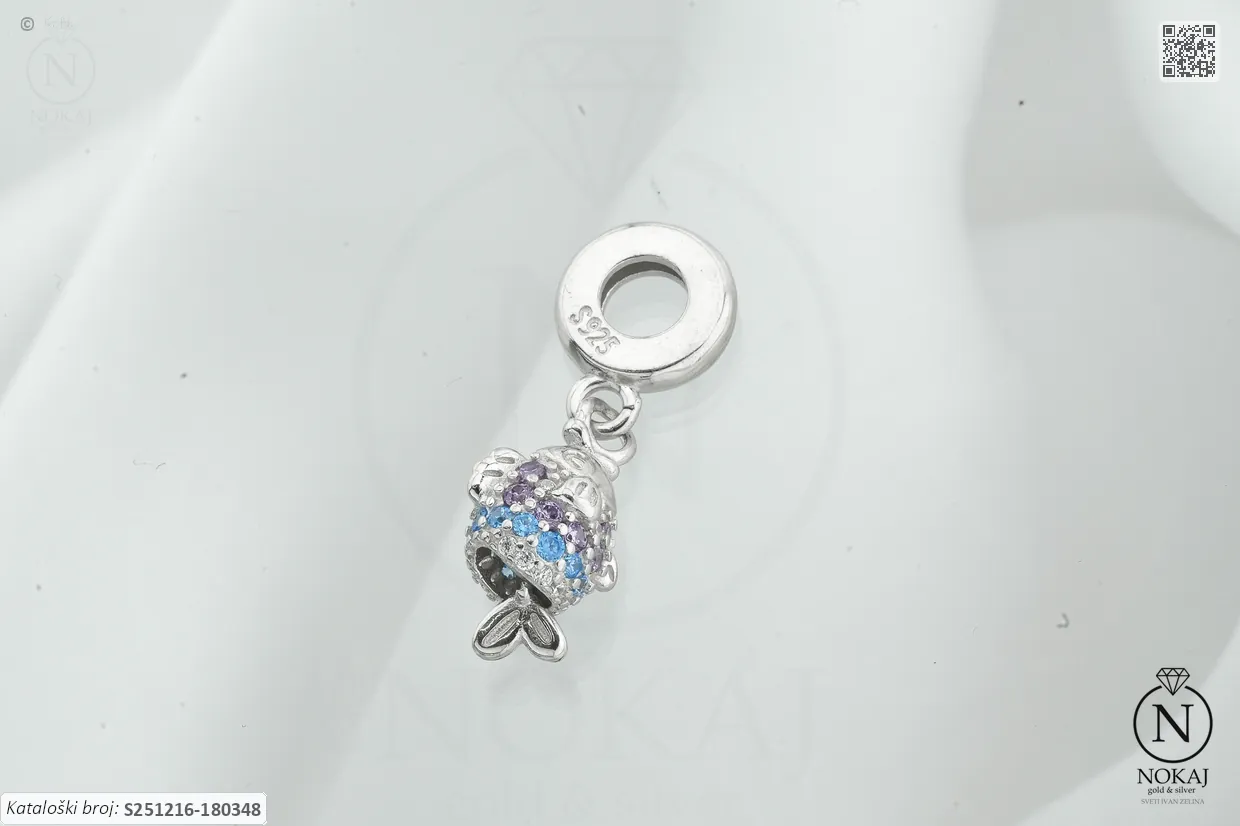 SREBRNI PRIVJESAK S CIRKONIMA - RIBA (S251216-180348)