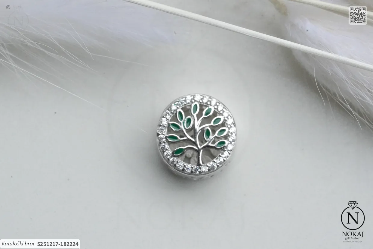 SREBRNI PRIVJESAK S CIRKONIMA - STABLO ŽIVOTA (S251217-182224)